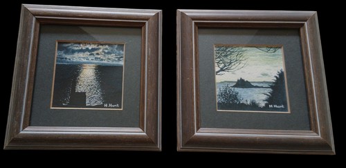 Pair miniature watercolours - of,