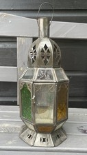 Moroccan Hanging Lantern Stained Glass