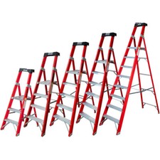 Excel Electricians Platform Fibreglass Step Ladder 3/4/5/6/8 Tread 1.34m - 2.51m