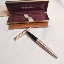Vintage Sheaffer 585 14K Gold Nib Silver Gold Fountain Pen Boxed