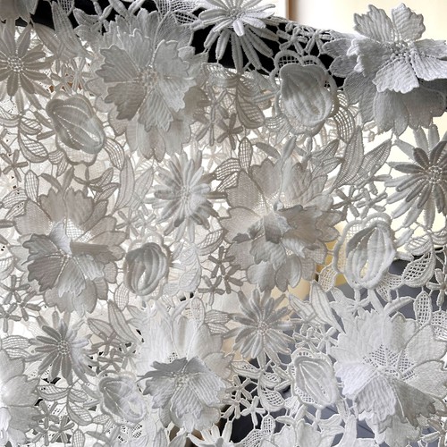 White guipure lace - white, fabric