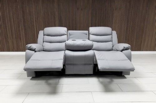 Grey leather recliner seater - grey,