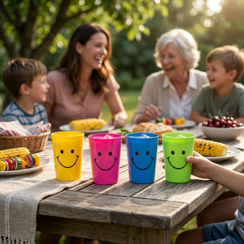 4pc kids smiley face plastic - 4pc,