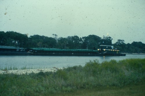 Vintage 35mm slide river - river, barge