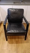 Modern Black Leather Chair – Stylish Accent Armchair for Living Room or Office