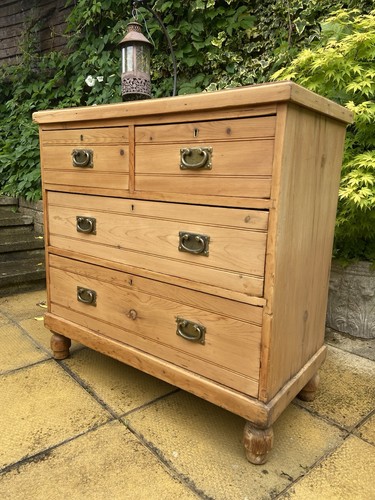 Victorian stripped pine chest - stripped,