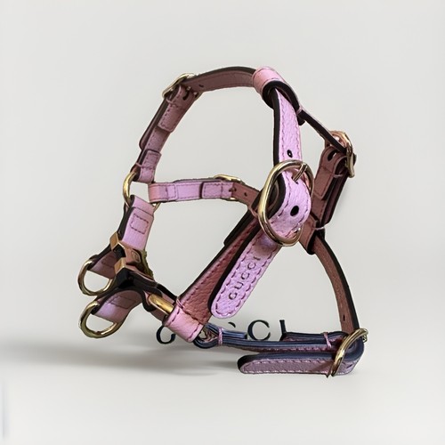 Gucci pink leather dog harness - dog,