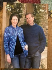 Mens Knitting Patterns Jumper & Cardigan In Aero Yarn 32-44” King Cole 2959