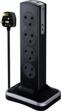 Masterplug Eight Socket Surge Protected Power Centre Extension Lead 2Metre Black