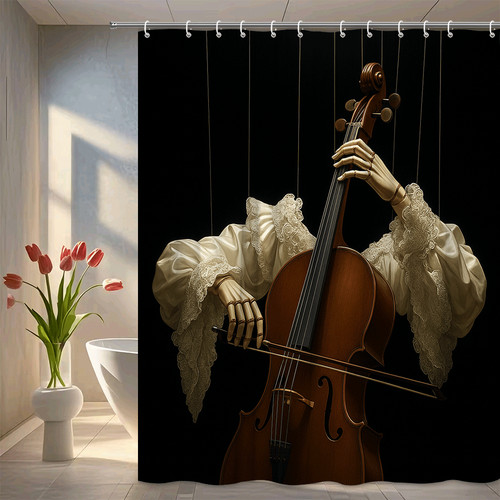 Elegant white shower curtain - white,