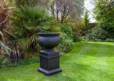 Large Urn on Plinth - Black -