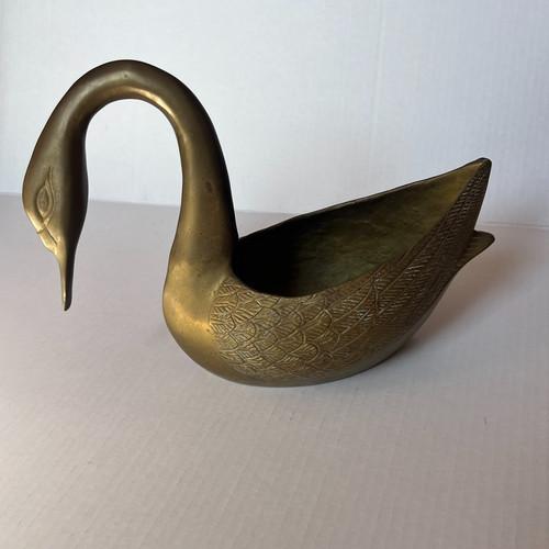 Vintage large brass swan - vintage,