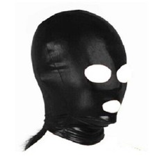 Dungeon Wheel Slave Eyes Mouth Open Head Hood Mask Blindfold Party Fancy Dress