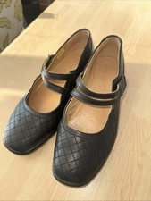 Ladies Hotter Black Leather Shoes Size 4 1/2 New