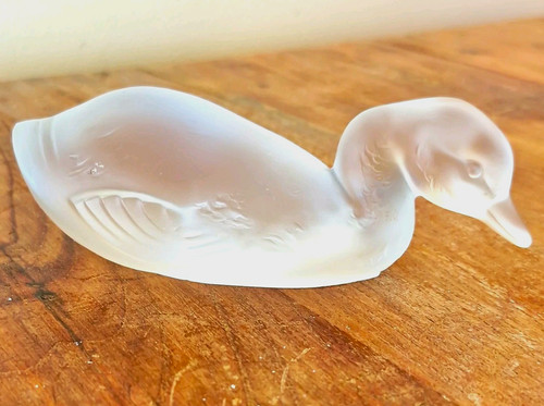 Frosted white glass duck - white,