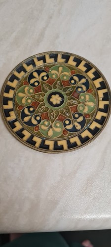Vintage bronze plate with - vintage,