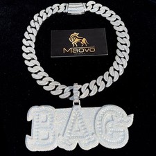 Ice-Out Bugatti Cuban Link Chain featuring the fully custom "BAG" pendant.