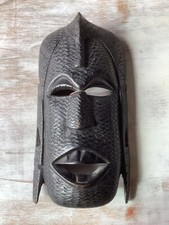 Hand Carved African Face Mask Tribal Art Carved inside and Outside 10 inches