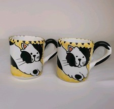 Cats hand painted X 2 Mugs