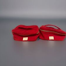 Clarins Red Corded Makeup / Cosmetics Bag New x 2