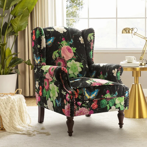 Floral fabric armchair pattern - fabric,