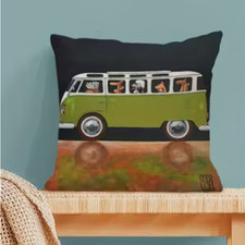 Dogs In Camper Van Cushion