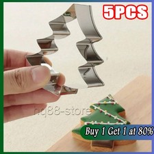 5x Christmas Tree Cookie Cutters Set Stainless Steel Biscuit Baking Shapes Mould