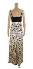 ex M&S Animal Zebra Print Satin Silky Pockets Wide Leg High Waist Trousers