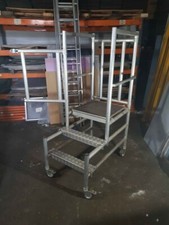 3 Tread Mobile Telescopic Podium Step Ladder Tall Work Platform Safety Cage