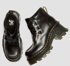 DR MARTENS BLACK  3-EYE CORRAN LEATHER HEELED BOOTS SIZE UK 7  EU 41