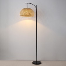 ELECTRIC Tall Floor Lamp Standing Reading Modern LED Lights W/ Bamboo Bell Shade