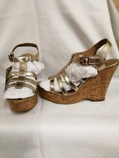 Gold Strappy Wedge 4" Heel