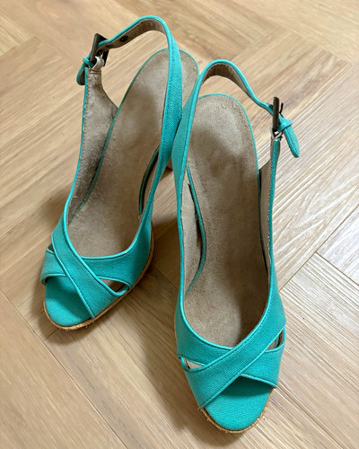 Turquoise canvas slingback - turquoise,