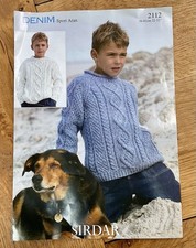 Boy Sweater knitting pattern SIRDAR DENIM SPORT ARAN, Jumper, 22-32” Pre-owned.