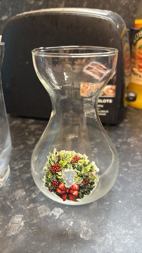 Christmassy glass flower vase - glass,