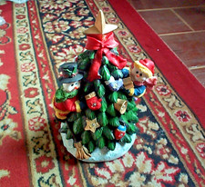 Snowmen Decorating Christmas Tree Light-Up Musical Ceramic Ornament