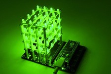 64-LED 4x4x4 Pico Cube Kit for Raspberry Pi Pico - Green Acrylic HAT