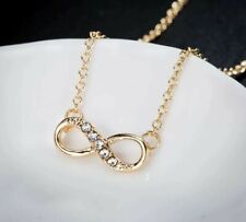925 Sterling Silver Plated Infinity Heart Love Pendant Diamond Women Necklace 
