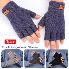 Thermal Fingerless Gloves Mens Womens Knitted Warm Winter Half Finger Mittens