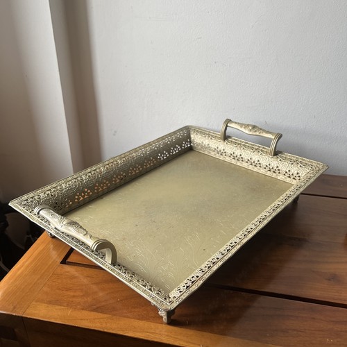 Metal tray fret filigree - tray,