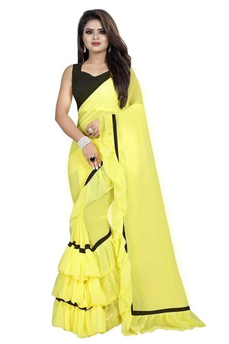 Women plain georgette ruffle - plain,