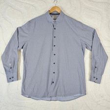 Bugatti Polka Dot Shirt Men's Size XL Long Sleeve Blue with Green and Pink Dots