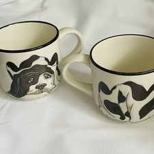 Vintage Dog Mug Cup X 2 Small Arthur Wood Made In England Front And Back  Vgc