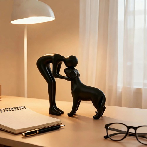 Abstract human pet figurine - &,