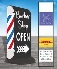 Barber Shop Open (arrow) Pavement Sign Advertising Shop A-Board Ecoflex 2