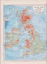1931 MAP ~ BRITISH ISLES PHYSICAL ~ HEIGHTS & DEPTHS ~ HIGHLANDS 