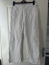 Ladies White Cargo Trousers