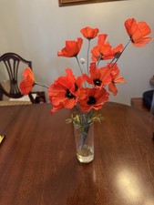 Artificial Poppy Red Decorative Flower Arrangement Home Decor