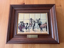 Vintage Spanish Painted Tile Art Bull Fight Bought In Mijas Framed 20x25cm 1980s