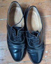 Samuel Windsor Men oxford UK 8 42 Black Leather Lace plain tow Formal Handmade